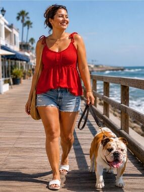 3 for $50 torrid Red Tie-Shoulder Smocked Tank